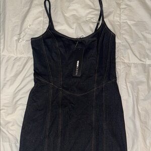 Fashion Nova Denim Sheath Mini Dress with Spaghetti Straps